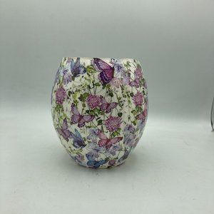 Purple/Lavender Butterflies on a 6" Oval Vase